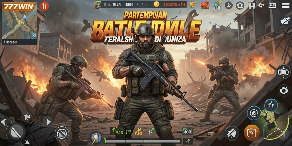Gameplay mendebarkan di arena Battle Royale 777WIN.