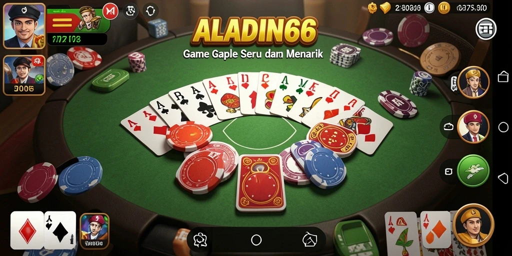 Tampilan gameplay seru di ALADIN66 dengan nuansa Gaple yang kental.