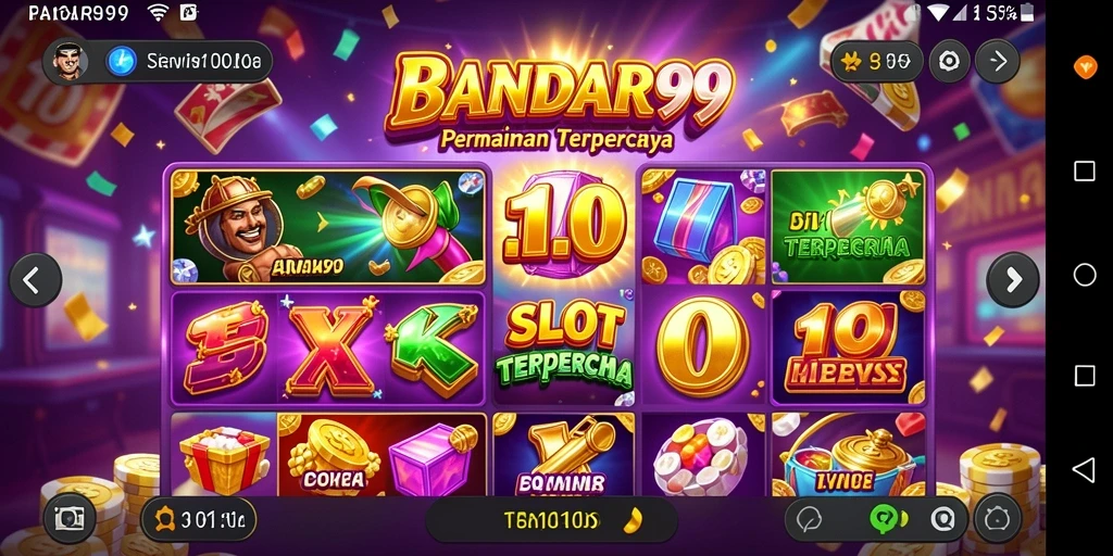Tampilan gameplay menarik dari BANDAR99 dengan simbol cerah dan efek suara.