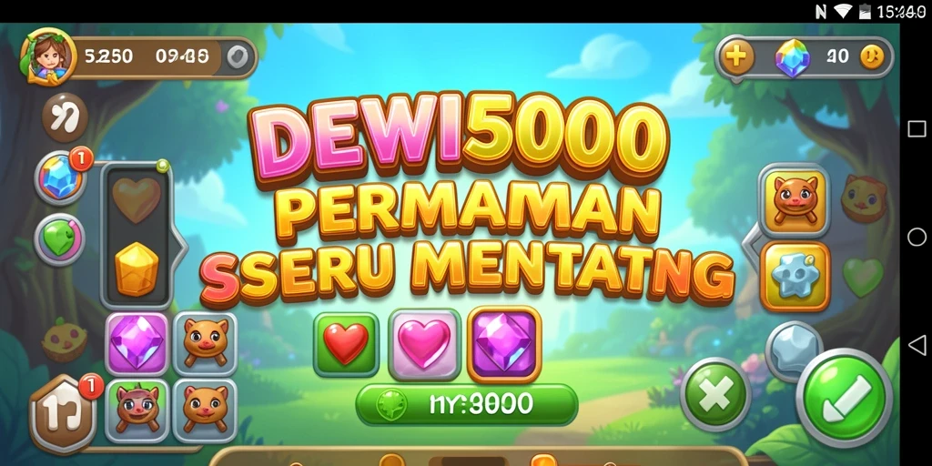 Screenshot DEWI5000 menampilkan gameplay Match-3 yang seru dan penuh warna.