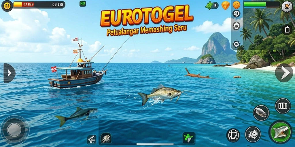 Gameplay menarik memancing ikan di laut yang indah.