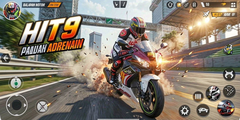 Gameplay memukau dengan balapan motor yang menggugah adrenalin.