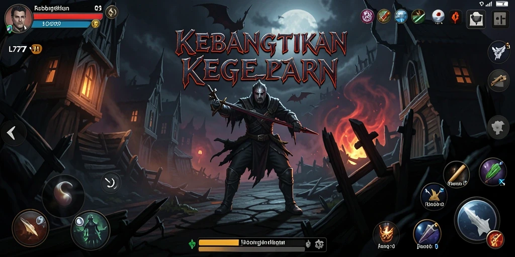 Screenshot gameplay L777 dengan monster menyeramkan dan suasana gelap.