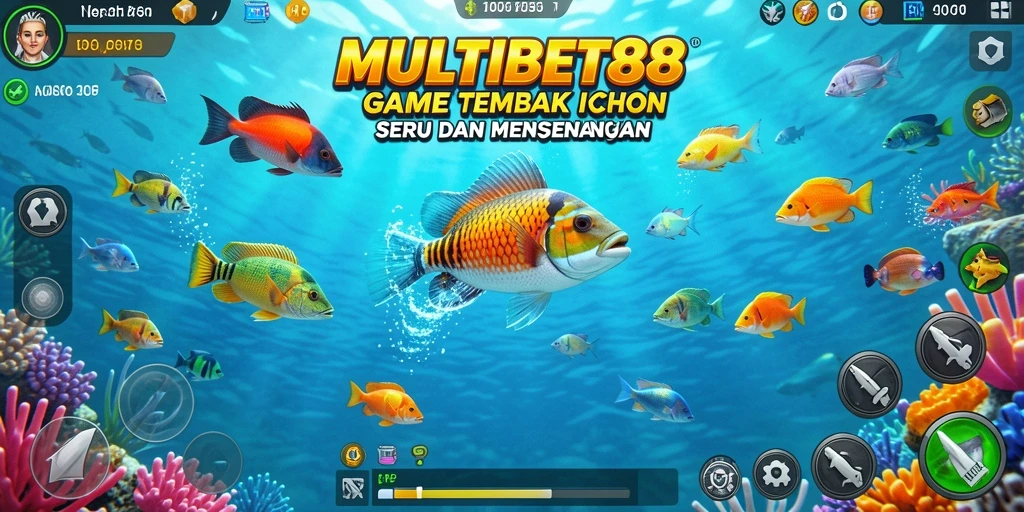 Tampilan warna-warni dan efek gameplay Tembak Ikan yang menarik.