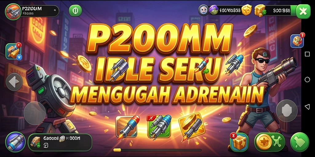 Screenshot menunjukkan karakter dalam aksi dalam permainan Idle P200M.