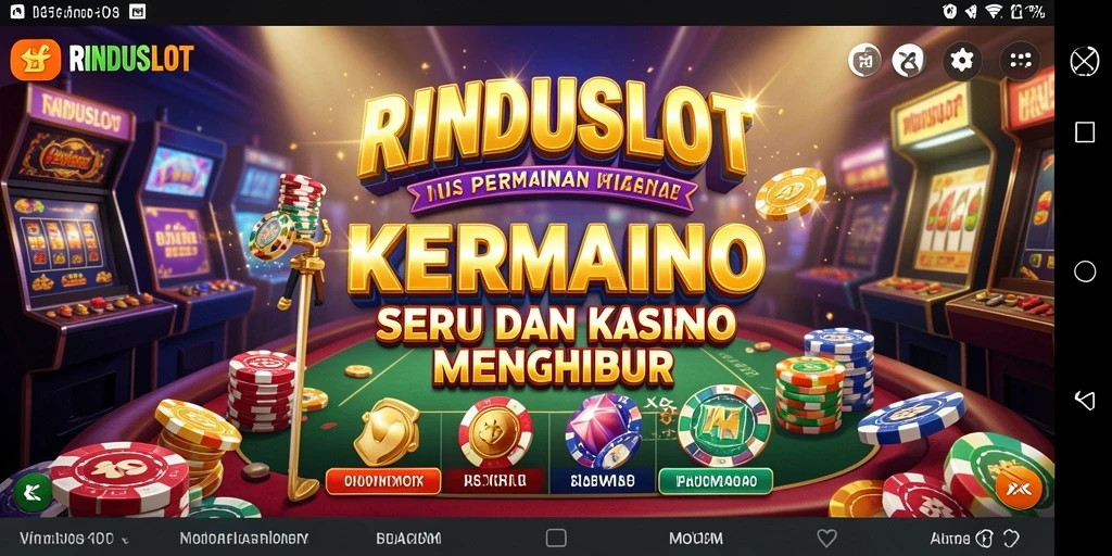 Tampilan utama gameplay RINDUSLOT dengan berbagai tema slot menarik.