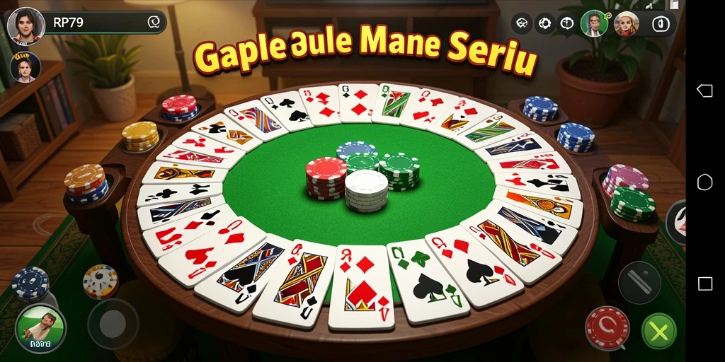 Screenshot gameplay RP79 menampilkan suasana seru permainan Gaple.