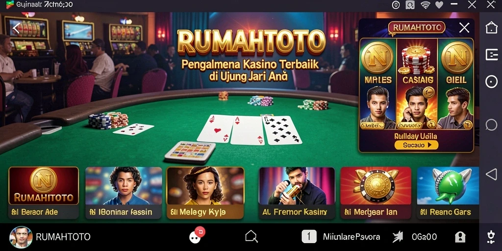 Tangkapan layar RUMAHTOTO menampilkan permainan kasino yang mendebarkan.