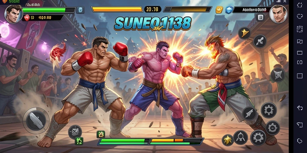 Tampilan gameplay <strong>SUNEO138</strong> yang penuh aksi dan karakter beragam.