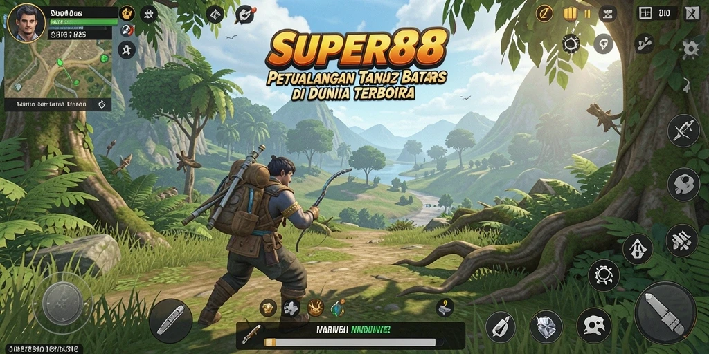 Screenshot utama menunjukkan gameplay yang mendalam di dunia terbuka.