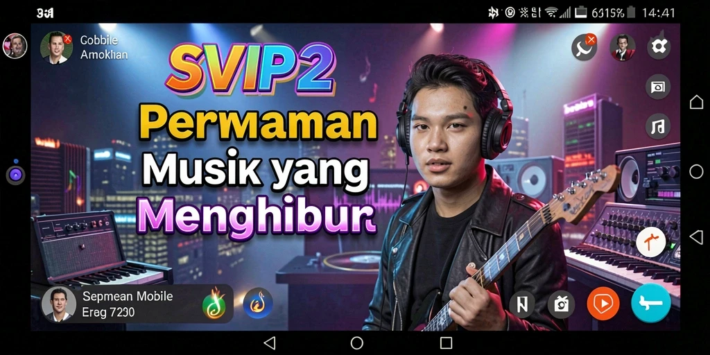 Tampilan gameplay SVIP2 yang penuh aksi dan musik.