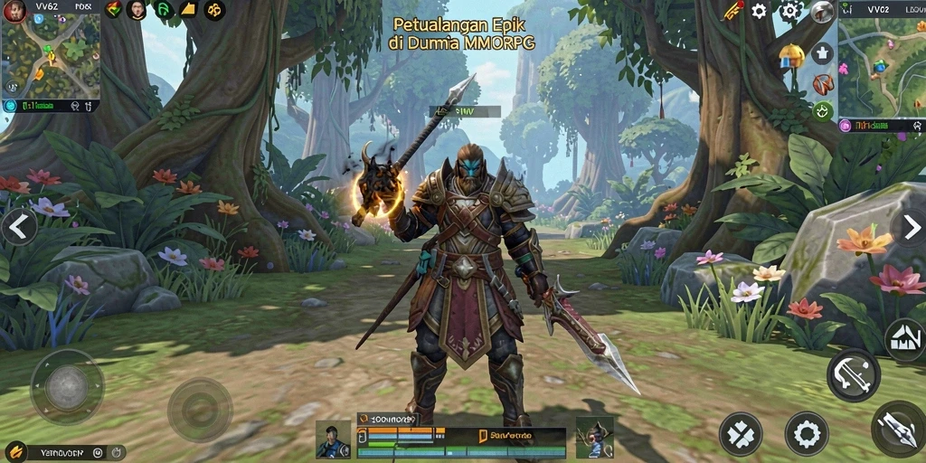 Tangkapan layar gameplay VV62 yang menunjukkan aksi petualangan MMORPG.
